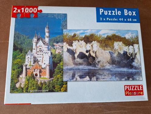Puzzel box: 2 puzzels 1000 stuks, compleet, Hobby en Vrije tijd, Denksport en Puzzels, Zo goed als nieuw, Legpuzzel, 500 t/m 1500 stukjes