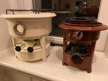 Vintage Haller Petroleumstellen - Set van 2-witte verkocht beschikbaar voor biedingen