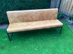 Eetbank 180cm Cognac PU Leer & Zwart Stalen Frame, Ophalen