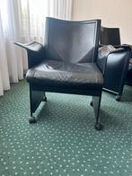 Matteo Grassi Korium zwart leder stoelen op wieltjes 8stuks, Ophalen, Gebruikt, Zwart, Leer
