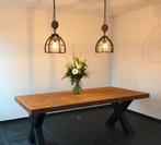 Lampen set industriële look - 2 x hang, 1 vloer en 1 tafel, Ophalen, Industriële look - Zwart metaal met hout, Zo goed als nieuw