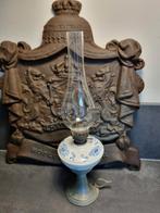 Olielamp tin/glas/porselein, Ophalen of Verzenden