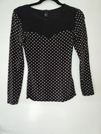 Zwart top polka dot maat XS, Zwart, Ophalen of Verzenden, Zo goed als nieuw, Zonder mouw
