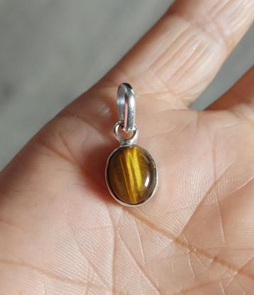 925 zilveren hanger met natuurlijke Tijger Oog steen beschikbaar voor biedingen