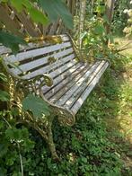 Atieke gietijzeren tuinbank wit, Tuin en Terras, Tuinbanken, Ophalen, Gebruikt, Metaal