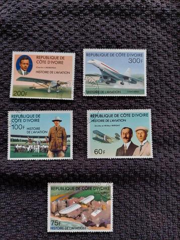 Setje postzegels Ivoorkust thema luchtvaart vliegtuig Wright beschikbaar voor biedingen