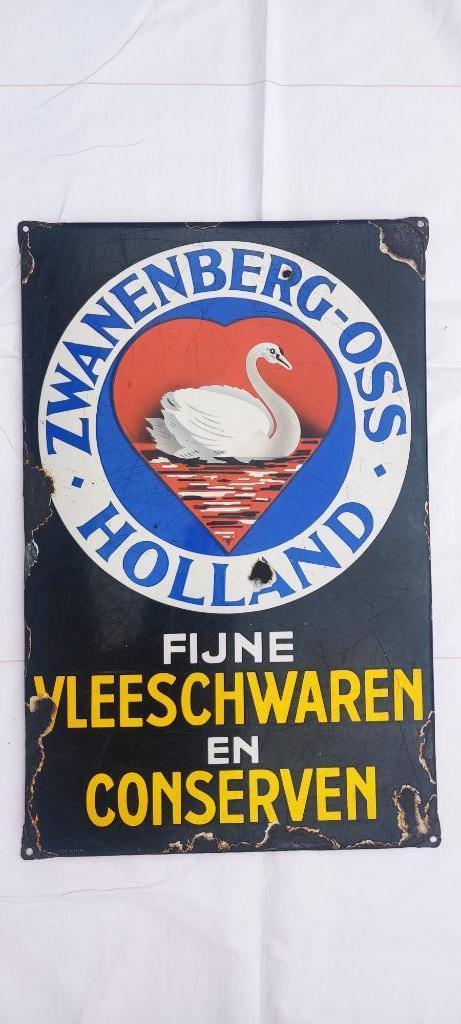 Emaille bord Zwanenberg Oss Holland, Verzamelen, Merken en Reclamevoorwerpen, Gebruikt, Reclamebord, Ophalen of Verzenden