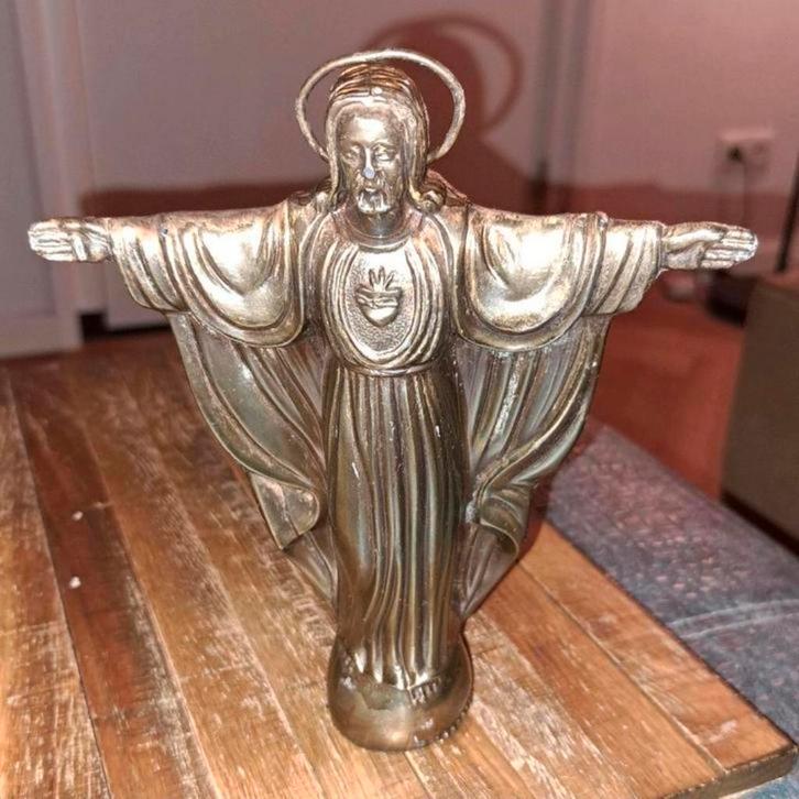 Antiek Jezusbeeld met aoreool, Antiek en Kunst, Antiek | Religie, Ophalen of Verzenden