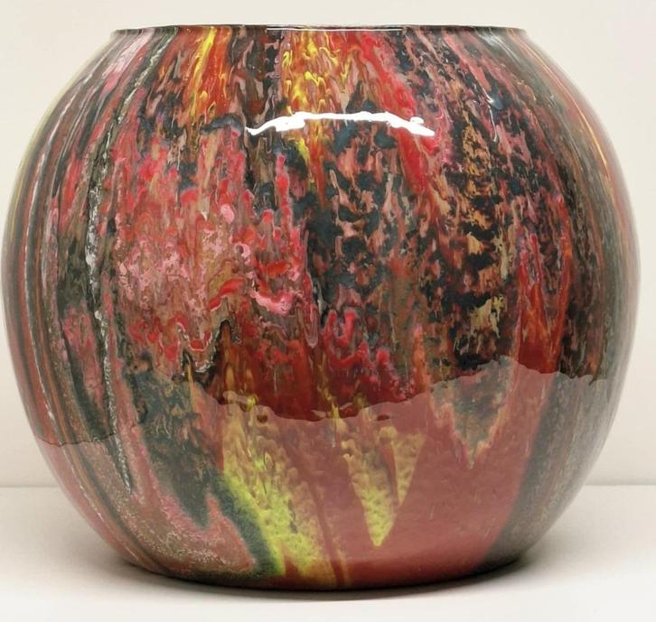 vaas gegoten uniek epoxy pouring art kunst handmade, Huis en Inrichting, Woonaccessoires | Vazen, Zo goed als nieuw, Overige kleuren