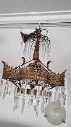 Antieke kroonluchter met kristallen, Huis en Inrichting, Lampen | Kroonluchters, Ophalen, Gebruikt, Glas, Antiek