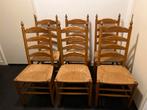 Eiken Oud Hollandse Knopstoelen, 6 stuks, als nieuw!, Ophalen, Riet of Rotan, Bruin, Oud Hollandse knopstoelen, biezen zitting, eiken eetkamerstoel