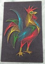 Vintage seventies stringart spijkers met draad haan, Ophalen of Verzenden, Gebruikt