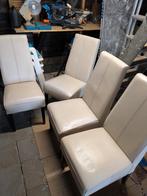 Set van lederen stoelen, Huis en Inrichting, Ophalen, Gebruikt, Wit, Leer