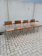 Vintage Schoolstoelen - Set van 4, Huis en Inrichting, Stoelen, Ophalen, Gebruikt, Bruin, Vier