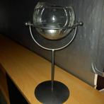Set glazen bol met chrome onderstel kaarsen kandelaars, Minder dan 25 cm, Overige materialen, Zo goed als nieuw, Ophalen