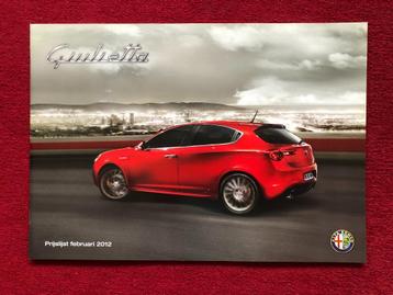 Alfa Romeo Giulietta folder/prijslijst 2012 beschikbaar voor biedingen