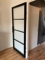 Taatsdeur, stompe binnendeur, mat zwart, getint glas, Ophalen, 80 tot 100 cm, Binnendeur, Glas