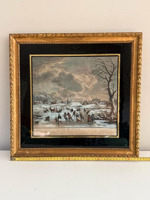 Wintergezicht op Leiden Vue de Leyden 1752, Antiek en Kunst, Kunst | Etsen en Gravures, Ophalen of Verzenden