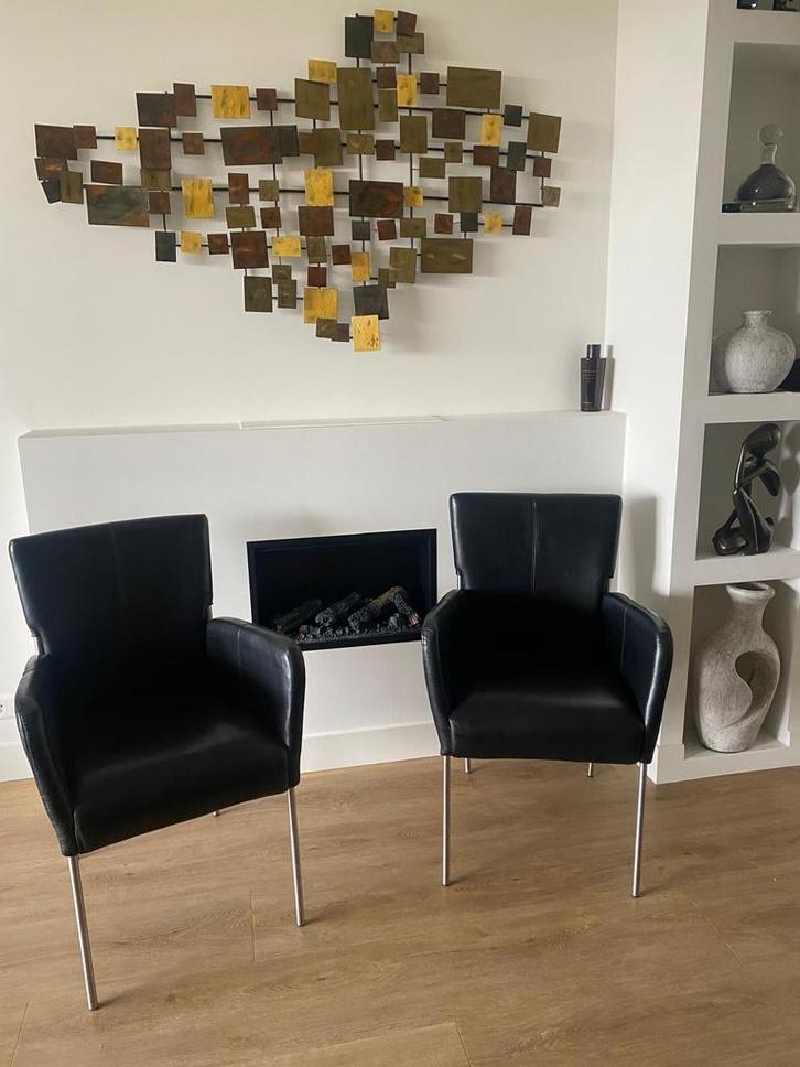 Twee lederen design stoelen, Antiek en Kunst, Antiek | Meubels | Stoelen en Banken, Ophalen