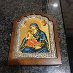 Prachtig icoon met zilveren rand, Antiek en Kunst, Antiek | Religie, Ophalen of Verzenden