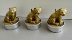 3 decoratieve waxinelichtjes tijger goud nieuw en ongebruikt, Huis en Inrichting, Woonaccessoires | Kandelaars en Kaarsen, Overige materialen