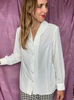 Vintage witte blouse met mooie kraag - wit - XL/42, Wit, Maat 42/44 (L), Ophalen of Verzenden, HGV