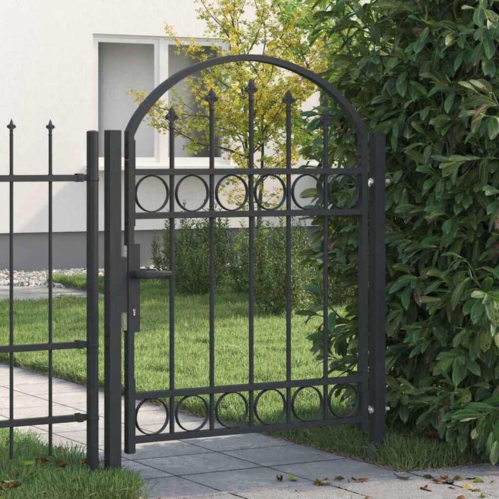 Hekpoort met gebogen bovenkant staal 104x125 cm, Tuin en Terras, Tuinpoorten, Nieuw, Draaipoort, 150 tot 200 cm, 100 tot 150 cm
