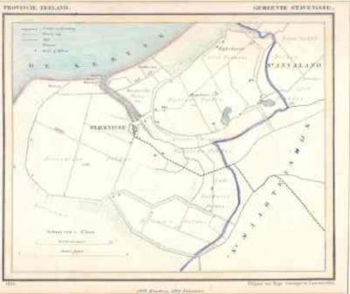 Thools gemeentekaartje  STAVENISSE  1867 / OUD VOSSEMEER, Boeken, Atlassen en Landkaarten, Zo goed als nieuw, Overige typen, Nederland