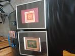 Twee oud kalligrafie kunst in lijst aub zie foto's, Antiek en Kunst, Ophalen of Verzenden