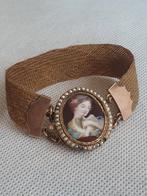 Victooriaanse armband van haar met 14 krt gouden slotje, Sieraden, Tassen en Uiterlijk, Antieke sieraden, Ophalen of Verzenden