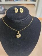 Maan met ster ketting en oorbellen van roestvrij staal h, Overige materialen, Onbekend, Nieuw, Ophalen of Verzenden