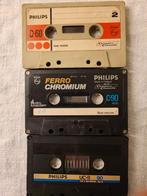 3 Philips cassettebandjes diverse types, Cd's en Dvd's, Cassettebandjes, 2 t/m 25 bandjes, Met bewaardoos, rek of koffer, Ophalen of Verzenden