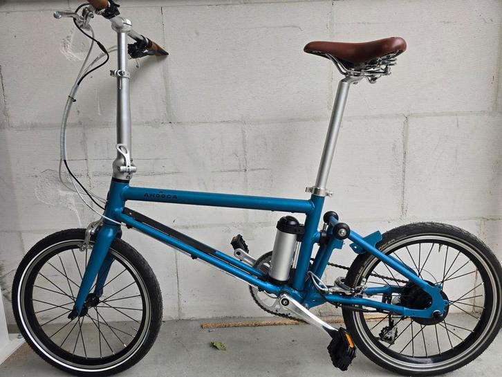 elektrishe vouwfiets AHOOGA 7 versnellingen 12 kg, Fietsen en Brommers, Fietsen | Vouwfietsen, Zo goed als nieuw, Brompton, 16 tot 18 inch