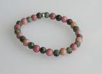 Mooie armband met Rhodoniet en Afrikaans Turquoise edelstene, Verzenden, Nieuw, Elastiek, Roze