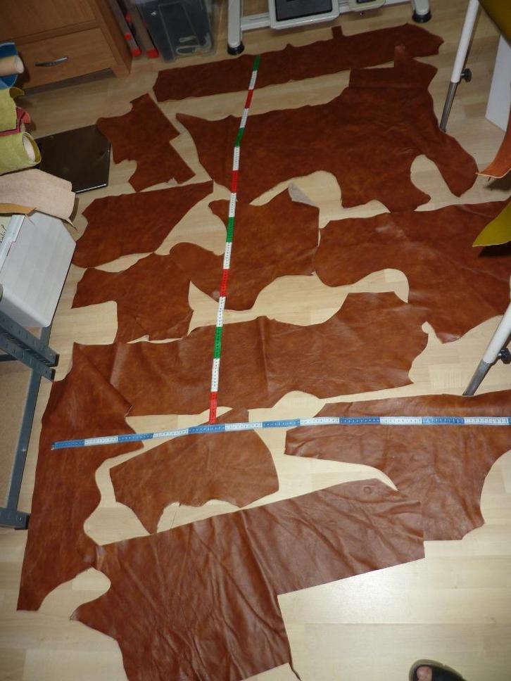 Cognac melee nr 1 soepel echt leer rundleer, Hobby en Vrije tijd, Stoffen en Lappen, Nieuw, Leer of Kunstleer, 30 tot 120 cm, 30 tot 200 cm