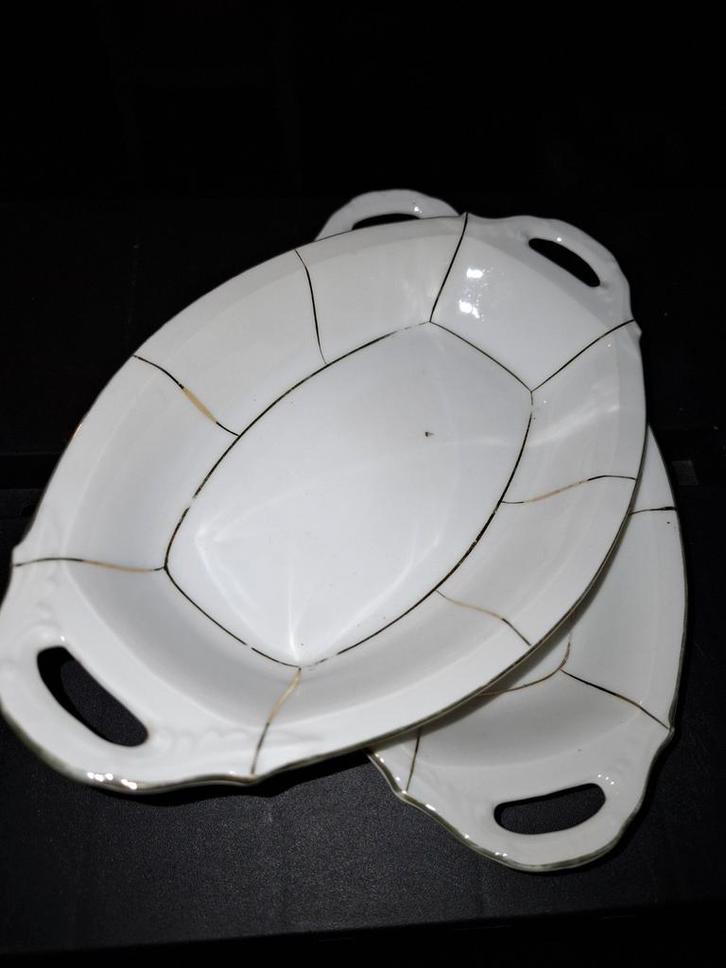 2 Antieke Schaaltjes met Handvatten, Antiek en Kunst, Antiek | Schalen, Ophalen of Verzenden