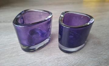 Glazen waxinelichtjehouders paars van Leonardo beschikbaar voor biedingen