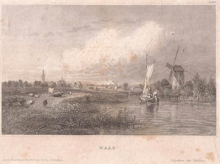 Den Haag Haag Staalgravure ca. 1830 Gezicht op den Haag, Antiek en Kunst, Kunst | Etsen en Gravures, Ophalen of Verzenden