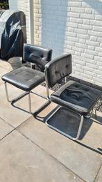 4 buisstoelen, Ophalen, Kunststof, Gebruikt, Zwart