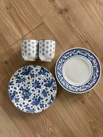 Set bordjes blauw wit vintage antiek Beatrix Churchill, Ophalen of Verzenden