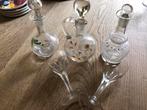 3 oude Kruidenbitter karafjes met 3 kruidenbitter glaasjes, Antiek en Kunst, Antiek | Glas en Kristal, Ophalen of Verzenden