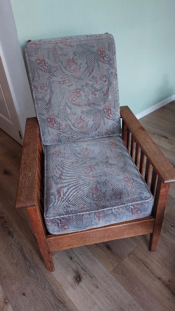 Rokersstoel jaren 30, losse kussens, verstelbare rugleuning, Antiek en Kunst, Antiek | Meubels | Stoelen en Banken, Ophalen