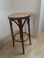 Vintage Thonet Barkruk met Rotan Zitting, Ophalen, Gebruikt, Met voetsteun, 60 tot 90 cm