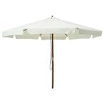 Parasol met houten paal 330 cm zandwit, Tuin en Terras, Tuinmeubel-accessoires, Nieuw, Ophalen of Verzenden