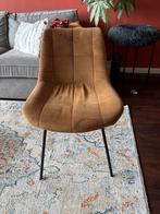 4 Bruine Corduroy Stoelen - Moderne Stijl, Huis en Inrichting, Stoelen, Ophalen, Bruin, Zo goed als nieuw, Eén
