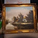 oude schilderij boerderij met molen, Antiek en Kunst, Kunst | Schilderijen | Klassiek, Ophalen of Verzenden