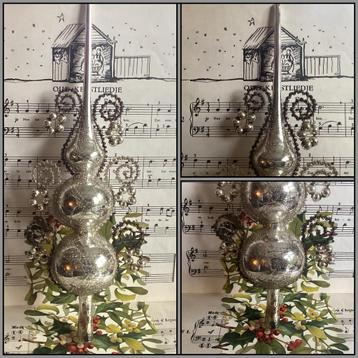 Antieke kerstpiek met leonisch draad en 6 glazen kralenfig. beschikbaar voor biedingen