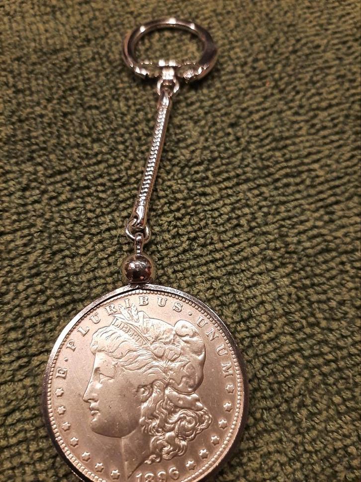 Zilveren Morgan Dollar Sleutelhanger, Sieraden, Tassen en Uiterlijk, Manchetknopen, Gebruikt, Zilver, Verzilverd, Ophalen of Verzenden