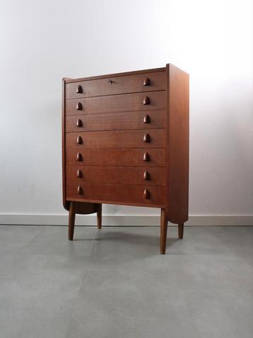 Vintage Deense ladekast in teak, zeer bijzonder! beschikbaar voor biedingen