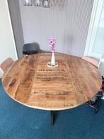 Mooie gebruikte ronde mango hout eettafel 180 cm, 150 tot 200 cm, Rond, Ophalen of Verzenden, Zo goed als nieuw
